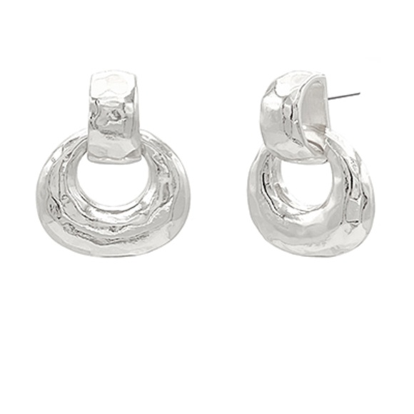 Hammered Gradual Door Knocker Earrings - Picture 2 of 4